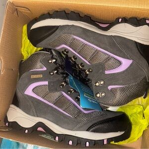 Charcoal Gray and Purple Winter Boots